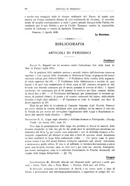 Quaderni di psichiatria rivista mensile teorica e pratica