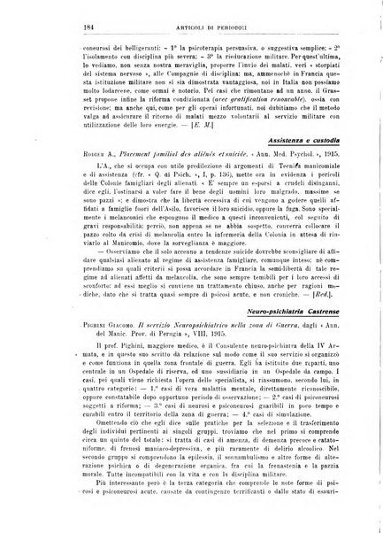 Quaderni di psichiatria rivista mensile teorica e pratica