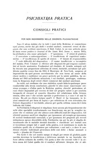 Quaderni di psichiatria rivista mensile teorica e pratica