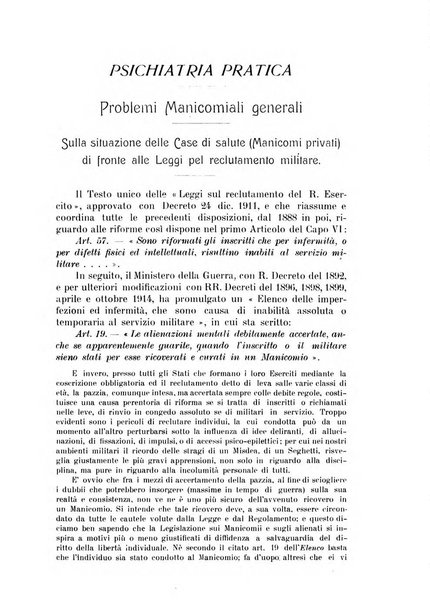 Quaderni di psichiatria rivista mensile teorica e pratica