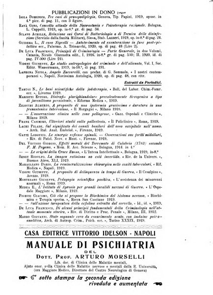 Quaderni di psichiatria rivista mensile teorica e pratica