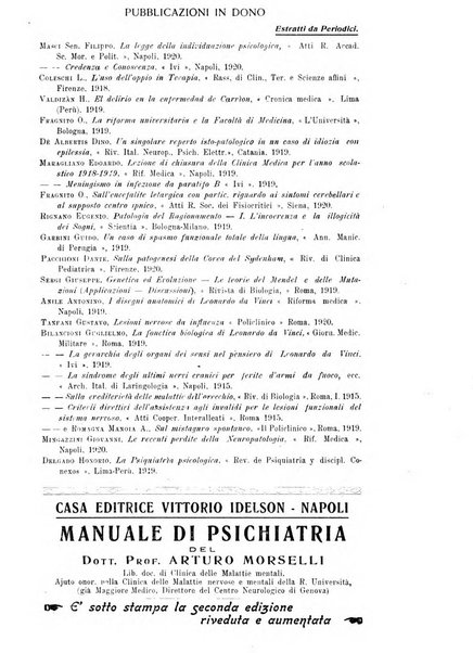 Quaderni di psichiatria rivista mensile teorica e pratica