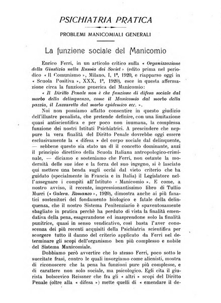 Quaderni di psichiatria rivista mensile teorica e pratica