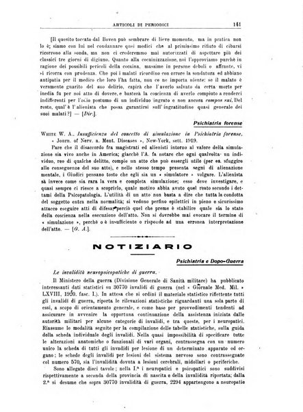 Quaderni di psichiatria rivista mensile teorica e pratica