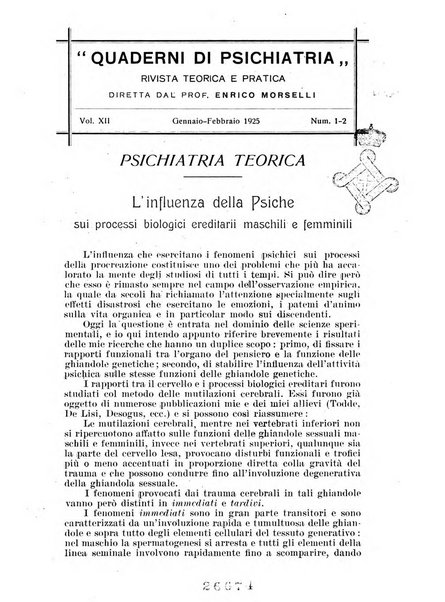 Quaderni di psichiatria rivista mensile teorica e pratica