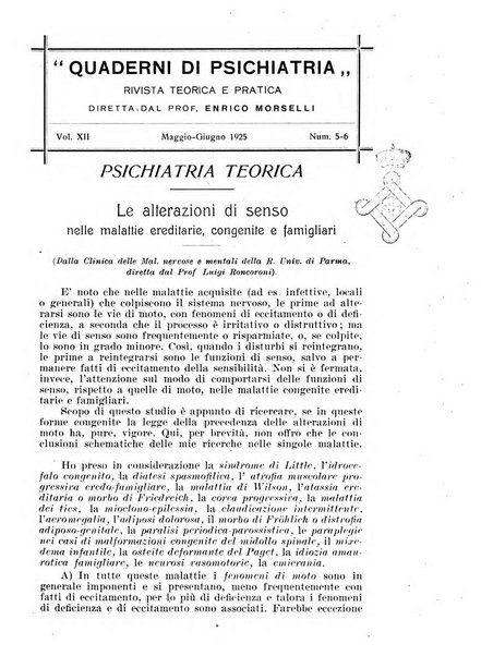 Quaderni di psichiatria rivista mensile teorica e pratica