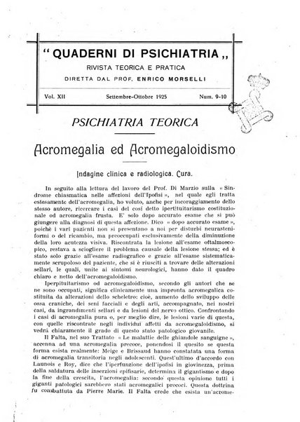 Quaderni di psichiatria rivista mensile teorica e pratica