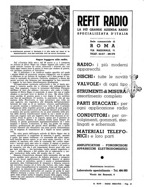 Radio industria rassegna della produzione radioelettrica