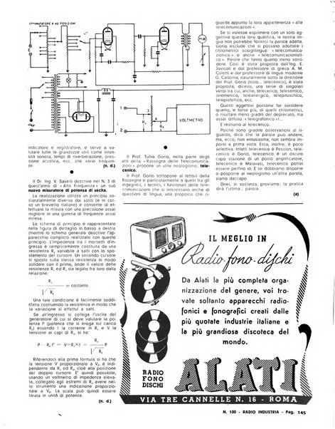 Radio industria rassegna della produzione radioelettrica