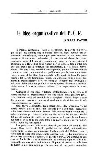 Rassegna comunista teoria, critica, documentazione del Movimento comunista internazionale