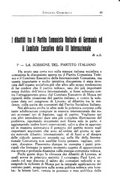 Rassegna comunista teoria, critica, documentazione del Movimento comunista internazionale