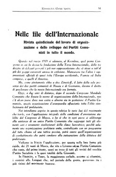 Rassegna comunista teoria, critica, documentazione del Movimento comunista internazionale