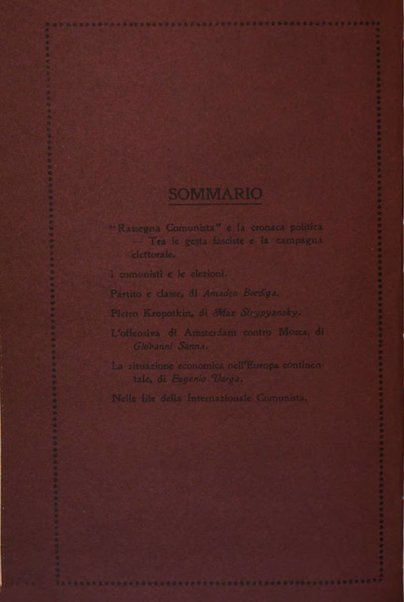 Rassegna comunista teoria, critica, documentazione del Movimento comunista internazionale