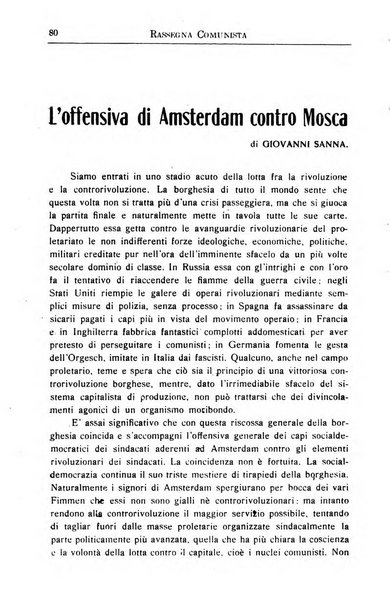 Rassegna comunista teoria, critica, documentazione del Movimento comunista internazionale