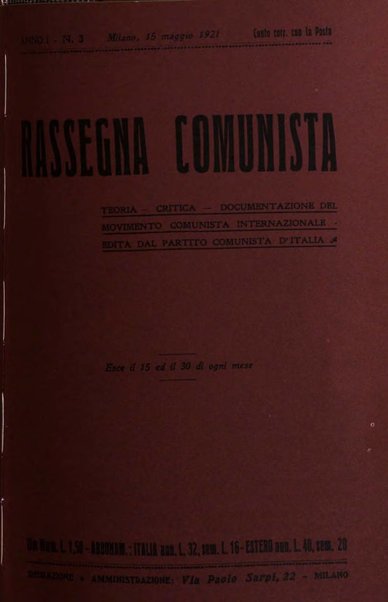 Rassegna comunista teoria, critica, documentazione del Movimento comunista internazionale