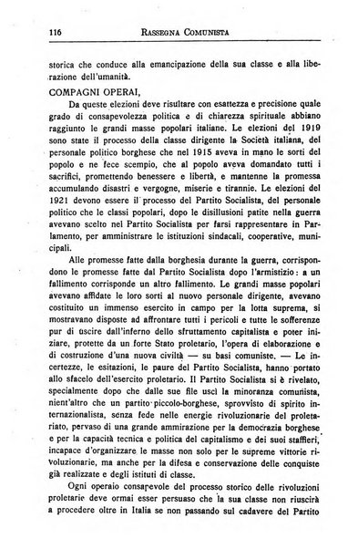 Rassegna comunista teoria, critica, documentazione del Movimento comunista internazionale