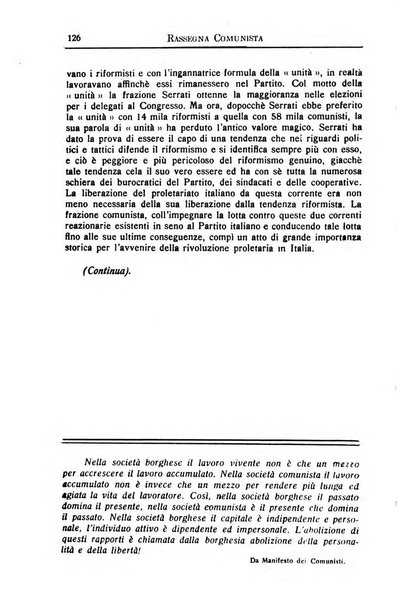 Rassegna comunista teoria, critica, documentazione del Movimento comunista internazionale