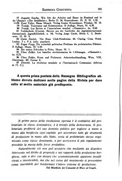 Rassegna comunista teoria, critica, documentazione del Movimento comunista internazionale