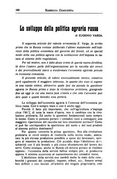 Rassegna comunista teoria, critica, documentazione del Movimento comunista internazionale