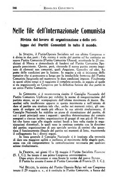 Rassegna comunista teoria, critica, documentazione del Movimento comunista internazionale