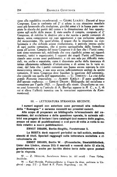 Rassegna comunista teoria, critica, documentazione del Movimento comunista internazionale