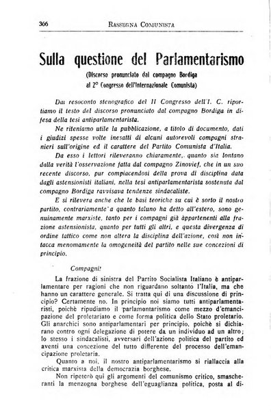 Rassegna comunista teoria, critica, documentazione del Movimento comunista internazionale