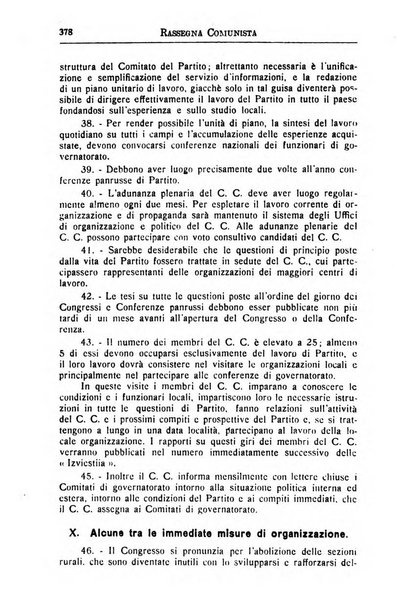 Rassegna comunista teoria, critica, documentazione del Movimento comunista internazionale