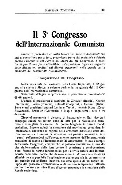 Rassegna comunista teoria, critica, documentazione del Movimento comunista internazionale