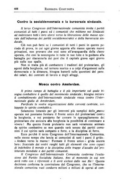 Rassegna comunista teoria, critica, documentazione del Movimento comunista internazionale