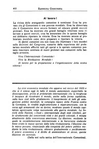 Rassegna comunista teoria, critica, documentazione del Movimento comunista internazionale