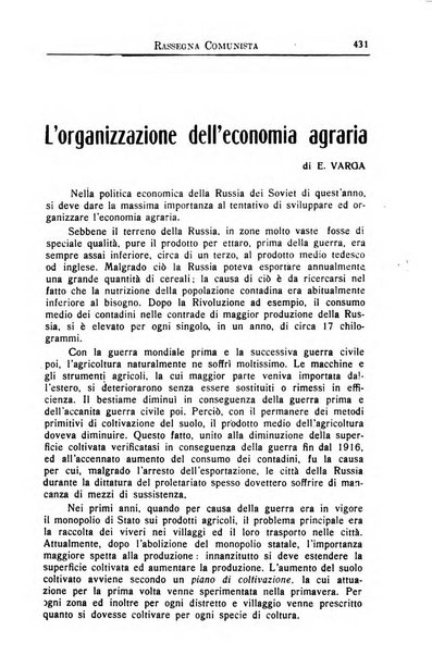 Rassegna comunista teoria, critica, documentazione del Movimento comunista internazionale