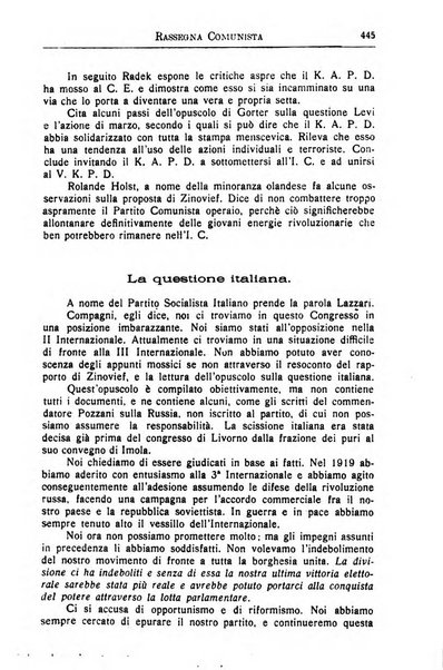 Rassegna comunista teoria, critica, documentazione del Movimento comunista internazionale