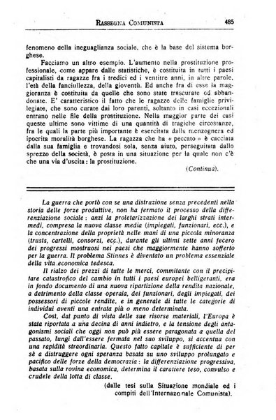 Rassegna comunista teoria, critica, documentazione del Movimento comunista internazionale