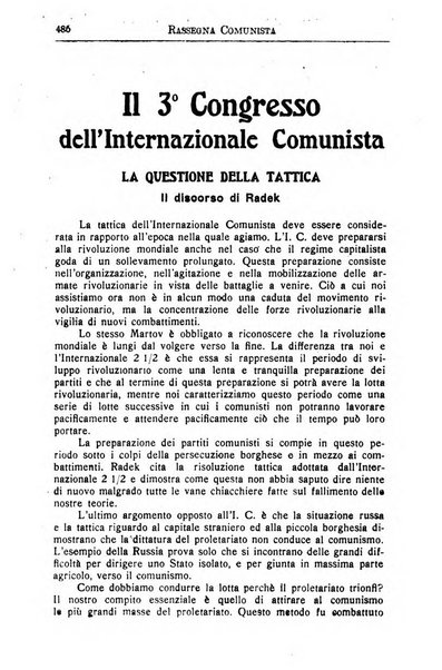 Rassegna comunista teoria, critica, documentazione del Movimento comunista internazionale