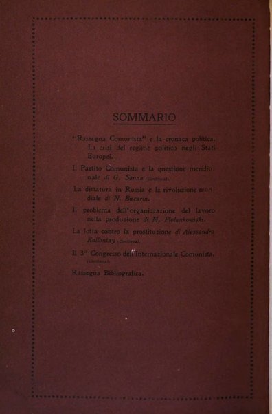 Rassegna comunista teoria, critica, documentazione del Movimento comunista internazionale