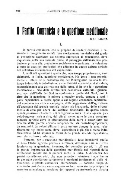 Rassegna comunista teoria, critica, documentazione del Movimento comunista internazionale