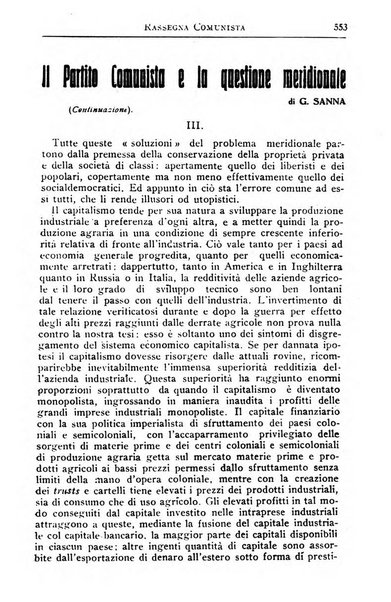 Rassegna comunista teoria, critica, documentazione del Movimento comunista internazionale