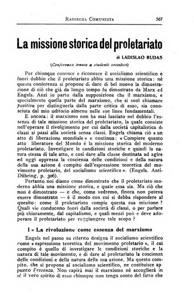 Rassegna comunista teoria, critica, documentazione del Movimento comunista internazionale