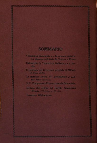 Rassegna comunista teoria, critica, documentazione del Movimento comunista internazionale