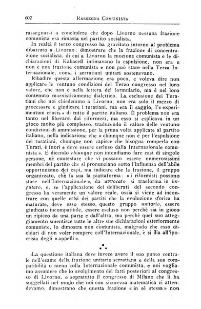 Rassegna comunista teoria, critica, documentazione del Movimento comunista internazionale