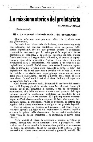 Rassegna comunista teoria, critica, documentazione del Movimento comunista internazionale