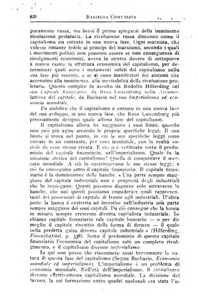 Rassegna comunista teoria, critica, documentazione del Movimento comunista internazionale