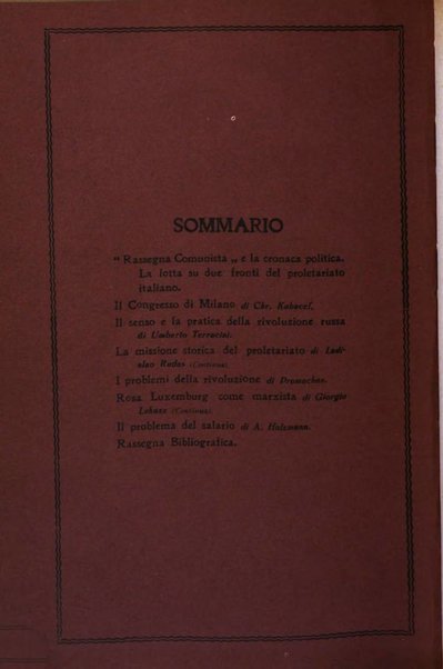 Rassegna comunista teoria, critica, documentazione del Movimento comunista internazionale