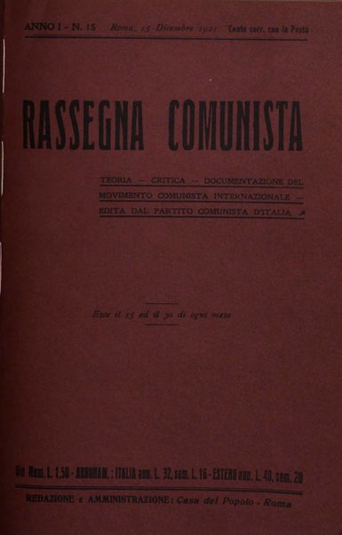 Rassegna comunista teoria, critica, documentazione del Movimento comunista internazionale