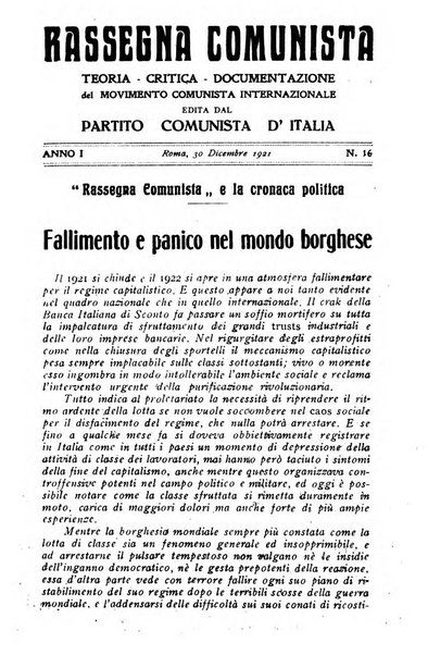 Rassegna comunista teoria, critica, documentazione del Movimento comunista internazionale