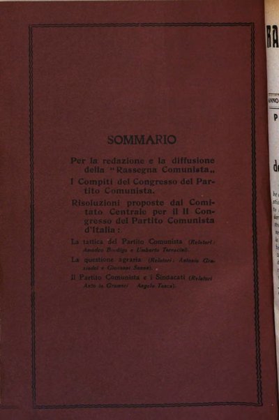 Rassegna comunista teoria, critica, documentazione del Movimento comunista internazionale