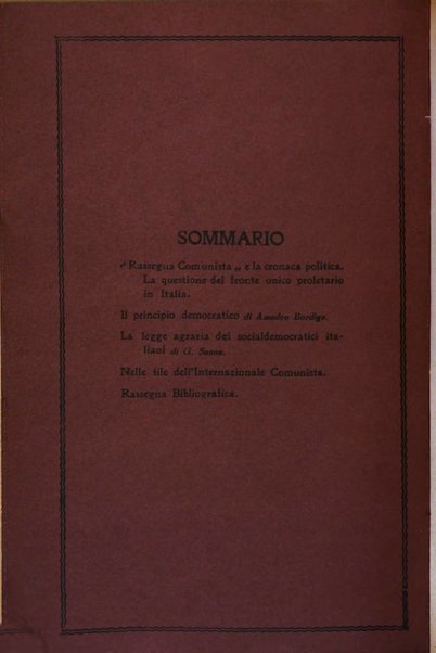 Rassegna comunista teoria, critica, documentazione del Movimento comunista internazionale