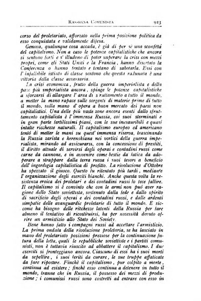 Rassegna comunista teoria, critica, documentazione del Movimento comunista internazionale