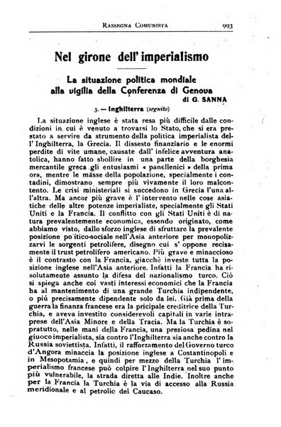 Rassegna comunista teoria, critica, documentazione del Movimento comunista internazionale