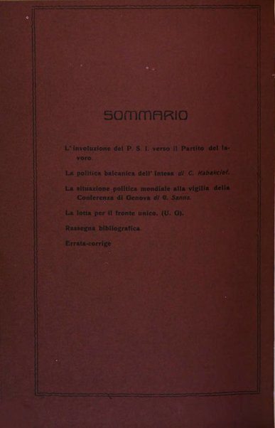 Rassegna comunista teoria, critica, documentazione del Movimento comunista internazionale